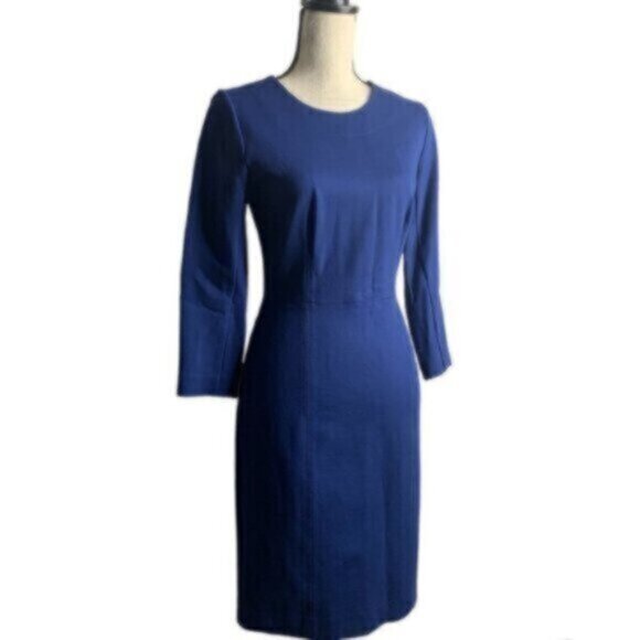 NWOT J. Crew Blue Zip Ponte Sheath Dress - Picture 3 of 14